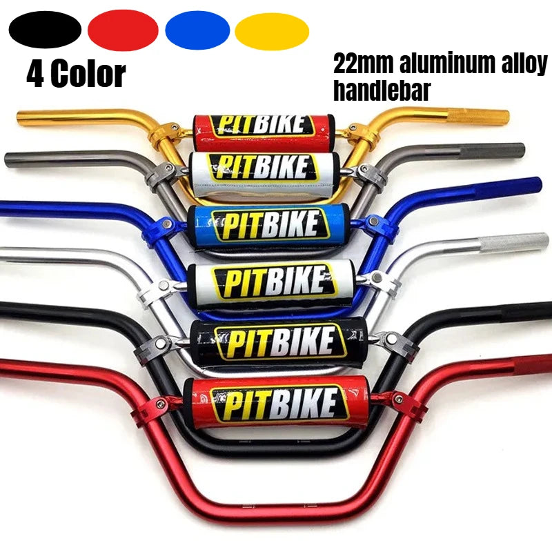 4 Color 22Mm Handlebar 7/8" Handle Bar Motorcycle Motocross Moto Handlebar for Dirt Pit Bike Chinese Motor ATV Aluminum Alloy