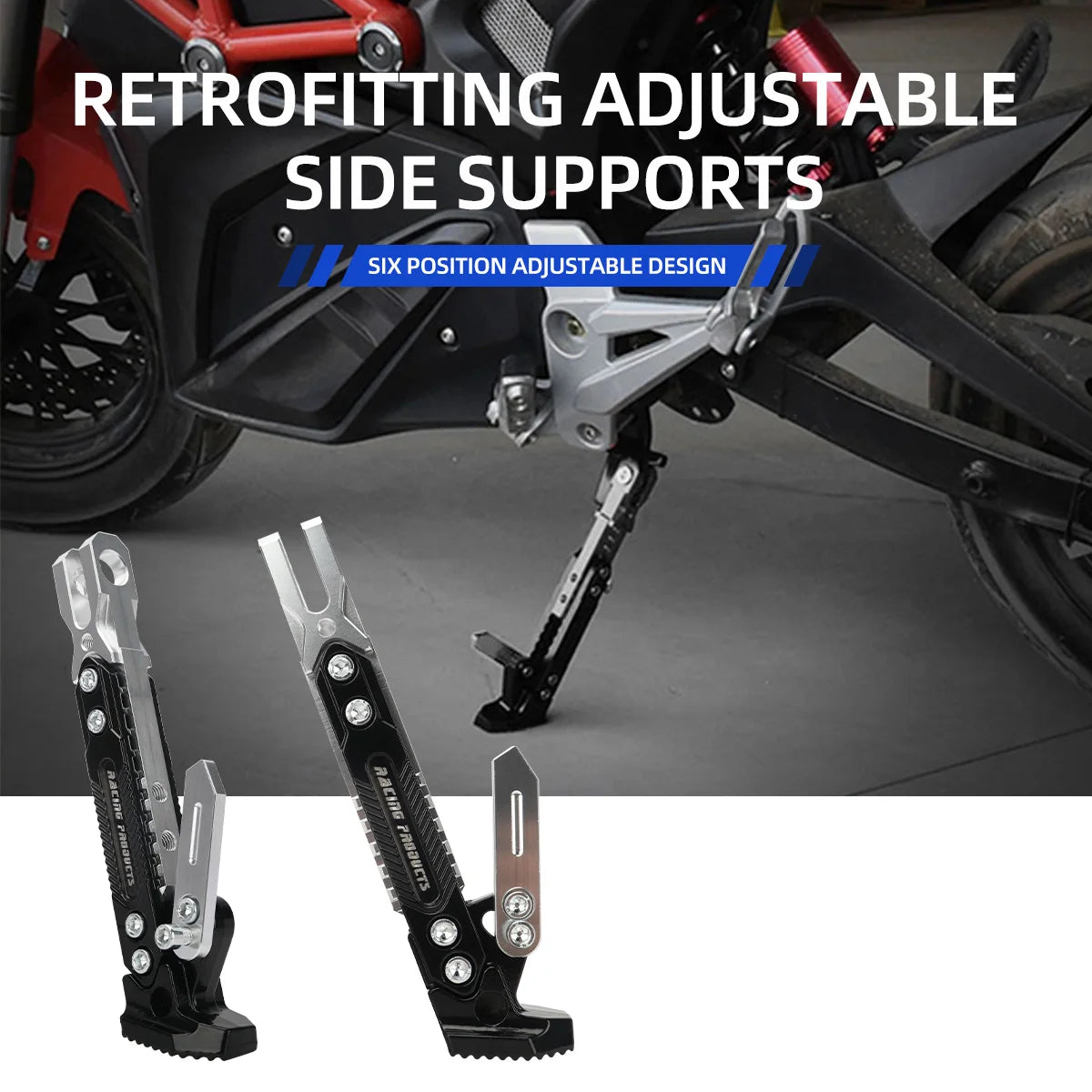 1Pc Motorcycle Kickstand Parking Kick Stand Bracket Foot Side Supportor Crutch Holder Dirt Bike Motorbike Accessories Universal