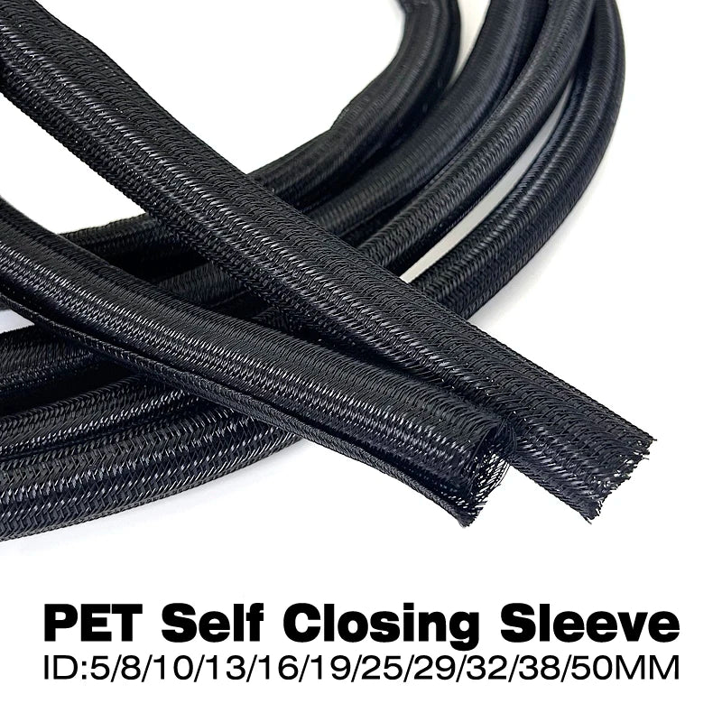 Black ID 5~50Mm Opening Type PET Uncoil Non-Woven Fabric Dust Protection Wire Harness Wire Cable Sheath Network Management